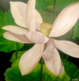 "Blossom" 12" x 12" acrylic on panel.